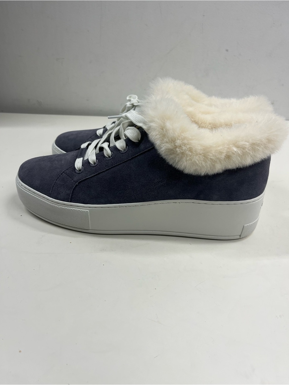 New J Slides Mellia Suede Fur Platform Sneakers in Grey Size 10 - Picture 3 of 8